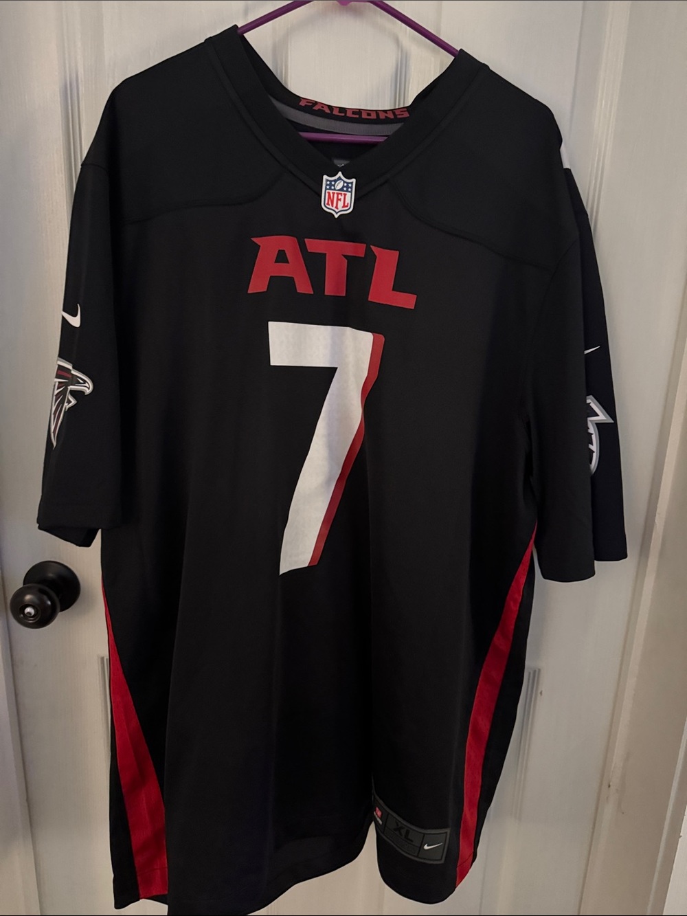 Nike Black Atlanta Falcons #7 Football Jersey with Red & White Accents
